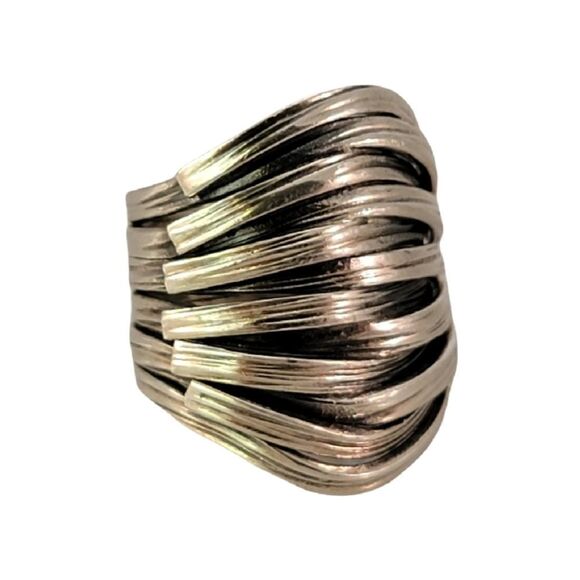 Sterling Artisan Crossover Woven Wide Statement Ring - Picture 1 of 7